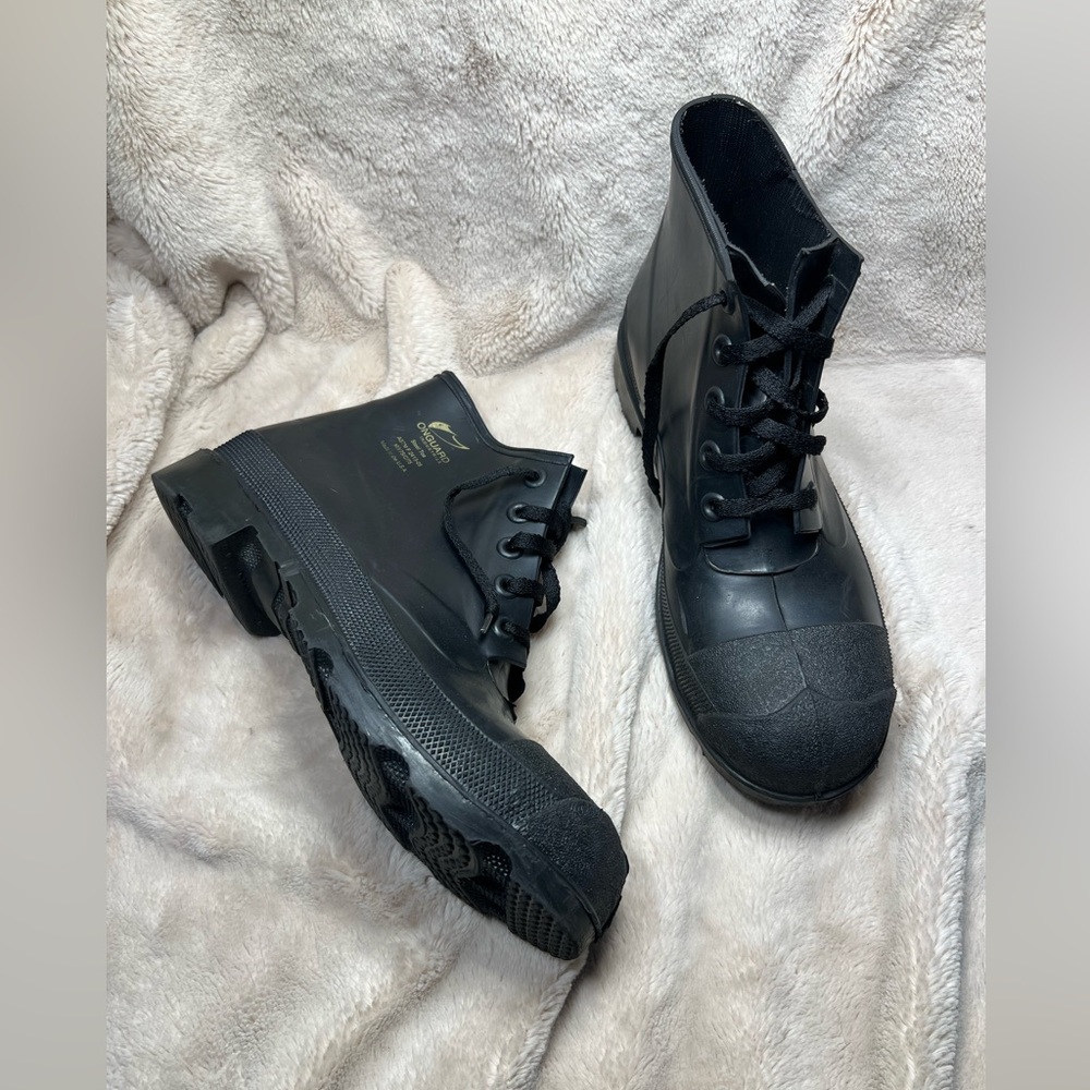 OnGuard Mens Steel Toe Rubber Boots Sz 10 Monarch 6” Black Lace Up Cap Toe USA